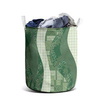 Polynesian Tribal Pattern Patchwork Picturesque Laundry Basket Sage Green