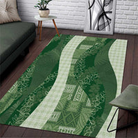 Polynesian Tribal Pattern Patchwork Picturesque Area Rug Sage Green