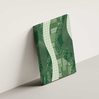Polynesian Tribal Pattern Patchwork Picturesque Canvas Wall Art Sage Green