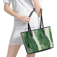 Polynesian Tribal Pattern Patchwork Picturesque Leather Tote Bag Sage Green
