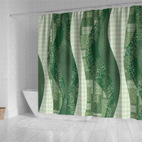 Polynesian Tribal Pattern Patchwork Picturesque Shower Curtain Sage Green