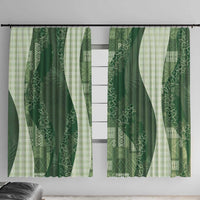 Polynesian Tribal Pattern Patchwork Picturesque Window Curtain Sage Green
