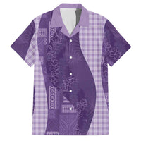 Polynesian Tribal Pattern Patchwork Picturesque Family Matching Tank Maxi Dress and Hawaiian Shirt Deep Violet