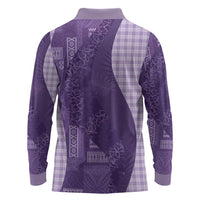 Polynesian Tribal Pattern Patchwork Picturesque Long Sleeve Polo Shirt Deep Violet