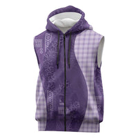 Polynesian Tribal Pattern Patchwork Picturesque Sleeveless Zip Hoodie Deep Violet