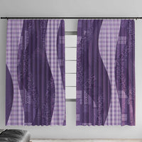 Polynesian Tribal Pattern Patchwork Picturesque Window Curtain Deep Violet