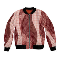 Polynesian Tribal Pattern Patchwork Picturesque Bomber Jacket Crimson