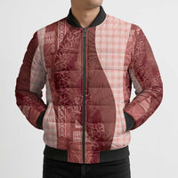 Polynesian Tribal Pattern Patchwork Picturesque Bomber Puffer Jacket Crimson LT7 - Polynesian Pride