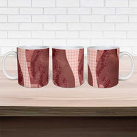 Polynesian Tribal Pattern Patchwork Picturesque Ceramic Mug Crimson