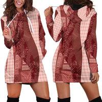 Polynesian Tribal Pattern Patchwork Picturesque Hoodie Dress Crimson