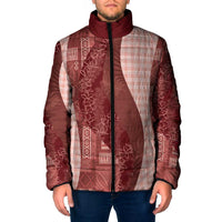 Polynesian Tribal Pattern Patchwork Picturesque Padded Jacket Crimson