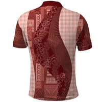 Polynesian Tribal Pattern Patchwork Picturesque Polo Shirt Crimson