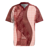 Polynesian Tribal Pattern Patchwork Picturesque Rugby Jersey Crimson