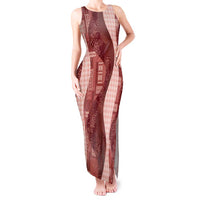 Polynesian Tribal Pattern Patchwork Picturesque Tank Maxi Dress Crimson