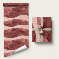 Polynesian Tribal Pattern Patchwork Picturesque Wrapping Paper Crimson