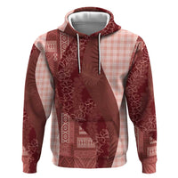 Polynesian Tribal Pattern Patchwork Picturesque Zip Hoodie Crimson