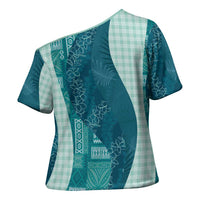 Polynesian Tribal Pattern Patchwork Picturesque Cross Shoulder Shirt Oceanic