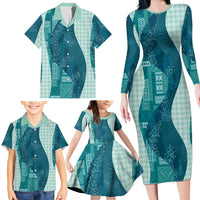 Polynesian Tribal Pattern Patchwork Picturesque Family Matching Long Sleeve Bodycon Dress and Hawaiian Shirt Oceanic LT7 - Polynesian Pride