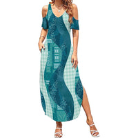 Polynesian Tribal Pattern Patchwork Picturesque Family Matching Summer Maxi Dress and Hawaiian Shirt Oceanic