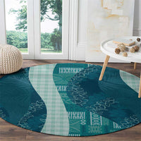 Polynesian Tribal Pattern Patchwork Picturesque Round Carpet Oceanic