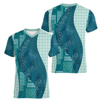 Polynesian Tribal Pattern Patchwork Picturesque Women V-Neck T-Shirt Oceanic
