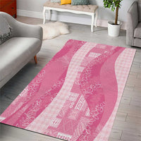 Polynesian Tribal Pattern Patchwork Picturesque Area Rug Rose Pink