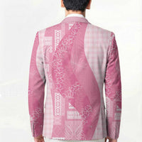 Polynesian Tribal Pattern Patchwork Picturesque Blazer Rose Pink