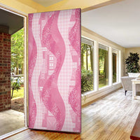 Polynesian Tribal Pattern Patchwork Picturesque Door Cover Rose Pink