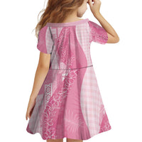 Polynesian Tribal Pattern Patchwork Picturesque Family Matching Long Sleeve Bodycon Dress and Hawaiian Shirt Rose Pink LT7 - Polynesian Pride