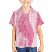 Polynesian Tribal Pattern Patchwork Picturesque Family Matching Off The Shoulder Long Sleeve Dress and Hawaiian Shirt Rose Pink LT7 Son's Shirt Rose Pink - Polynesian Pride