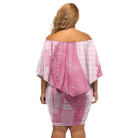 Polynesian Tribal Pattern Patchwork Picturesque Family Matching Off Shoulder Short Dress and Hawaiian Shirt Rose Pink LT7 - Polynesian Pride
