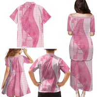 Polynesian Tribal Pattern Patchwork Picturesque Family Matching Puletasi and Hawaiian Shirt Rose Pink