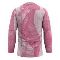 Polynesian Tribal Pattern Patchwork Picturesque Hockey Jersey Rose Pink