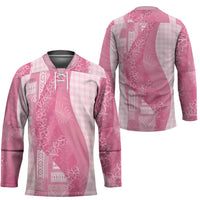 Polynesian Tribal Pattern Patchwork Picturesque Hockey Jersey Rose Pink