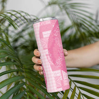 Polynesian Tribal Pattern Patchwork Picturesque Skinny Tumbler Rose Pink