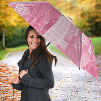 Polynesian Tribal Pattern Patchwork Picturesque Umbrella Rose Pink