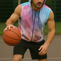 Polynesian Tribal Pattern Patchwork Picturesque Sleeveless Zip Hoodie Holographic