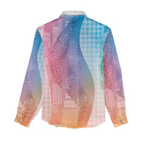 Polynesian Tribal Pattern Patchwork Picturesque Women Casual Shirt Holographic