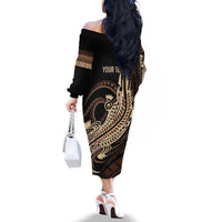 Personalized Solomon Islands Crocodile Family Matching Off The Shoulder Long Sleeve Dress and Hawaiian Shirt Hapi Isles - Independence Anniversary LT7 - Polynesian Pride