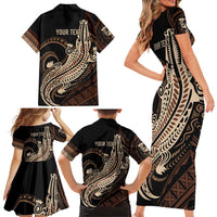 Personalized Solomon Islands Crocodile Family Matching Short Sleeve Bodycon Dress and Hawaiian Shirt Hapi Isles - Independence Anniversary LT7 - Polynesian Pride