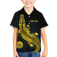 Personalized Solomon Islands Independence Anniversary Family Matching Off The Shoulder Long Sleeve Dress and Hawaiian Shirt Crocodile Mix Tapa LT7 Son's Shirt Colorful - Polynesian Pride
