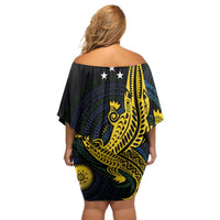 Personalized Solomon Islands Independence Anniversary Family Matching Off Shoulder Short Dress and Hawaiian Shirt Crocodile Mix Tapa LT7 - Polynesian Pride
