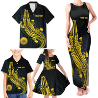 Personalized Solomon Islands Independence Anniversary Family Matching Tank Maxi Dress and Hawaiian Shirt Crocodile Mix Tapa LT7 - Polynesian Pride