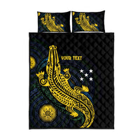 Personalized Solomon Islands Independence Anniversary Quilt Bed Set Crocodile Mix Tapa LT7 - Polynesian Pride
