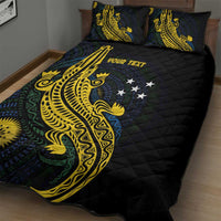 Personalized Solomon Islands Independence Anniversary Quilt Bed Set Crocodile Mix Tapa LT7 - Polynesian Pride