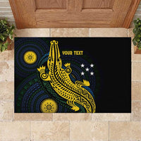 Personalized Solomon Islands Independence Anniversary Rubber Doormat Crocodile Mix Tapa LT7 Colorful - Polynesian Pride