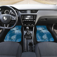 Aotearoa Maori Koru Curves Car Mats Silver Ferns - Navy Blue