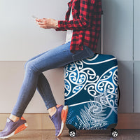 Aotearoa Maori Koru Curves Luggage Cover Silver Ferns - Navy Blue