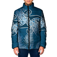 Aotearoa Maori Koru Curves Padded Jacket Silver Ferns - Navy Blue