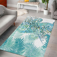 Aotearoa Maori Koru Curves Area Rug Mossy Paua Shell